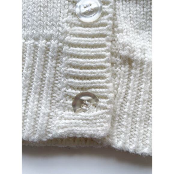 Women's Vintage White Floral Cardigan Sweater Size Medium - Picture 5 of 7